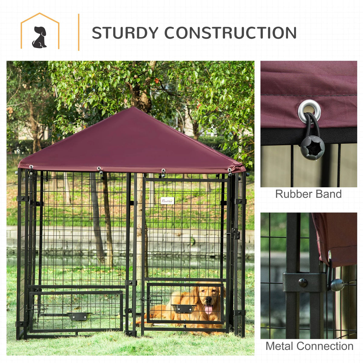 5' x 5' x 5' Outdoor Dog Kennel with Canopy S3755