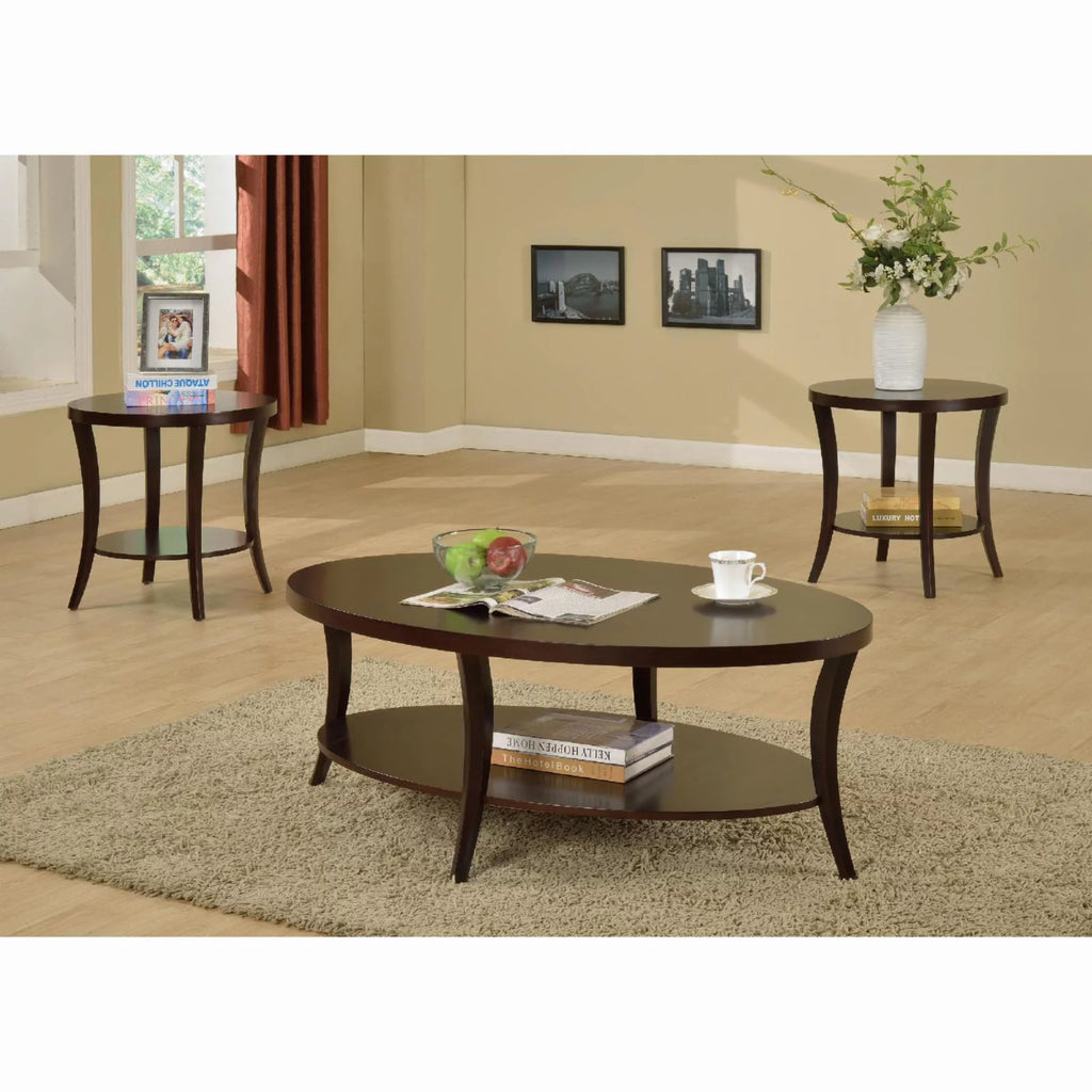Espresso 3Pc Oval Coffee Table and End Table Set H799