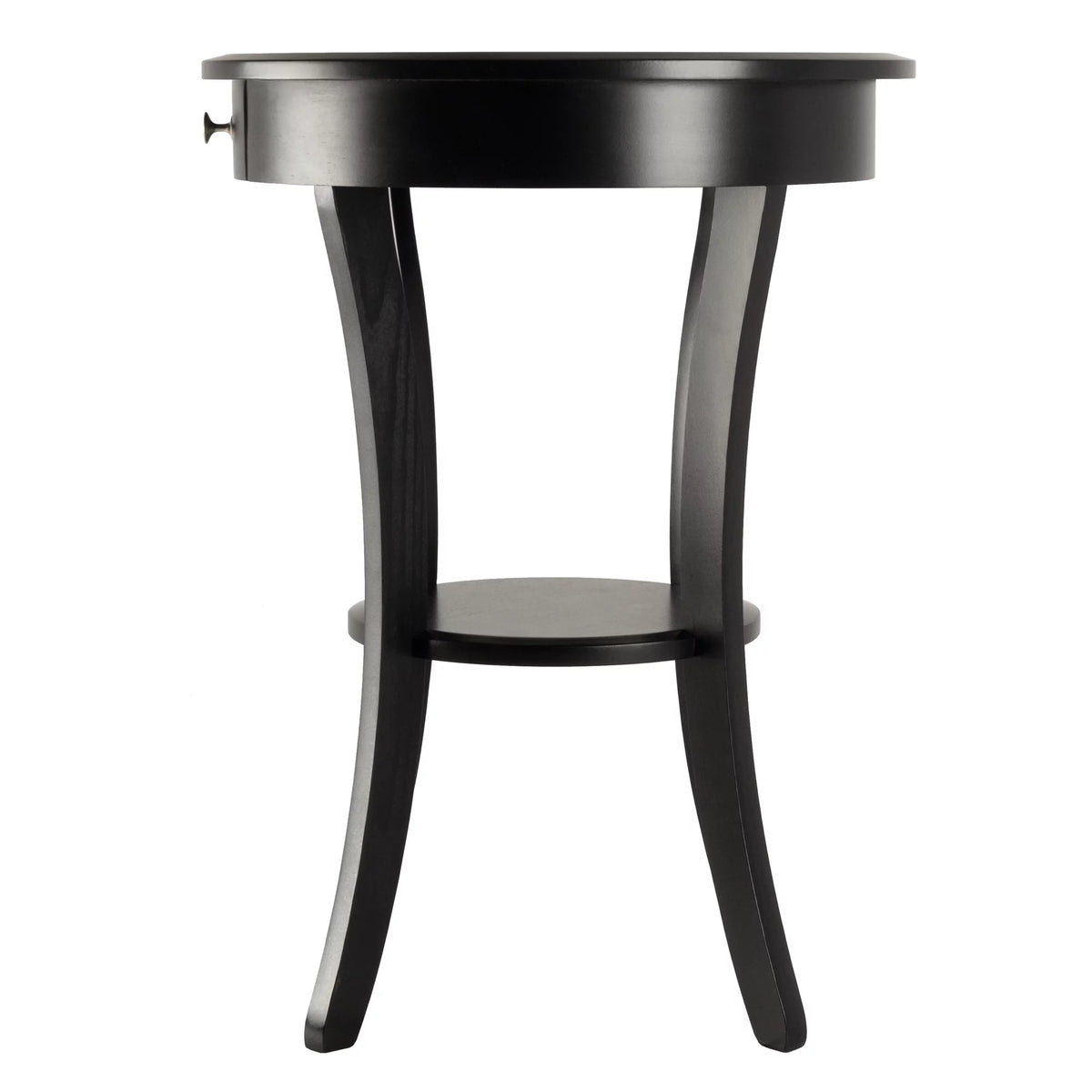 Black Round Wooden Accent Table with Drawer U445628