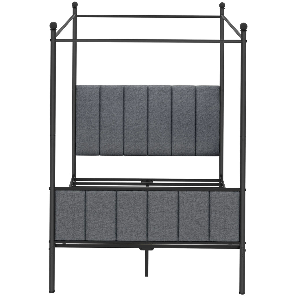 Queen Size Gray Metal Canopy Bed Frame with Headboard Z842685