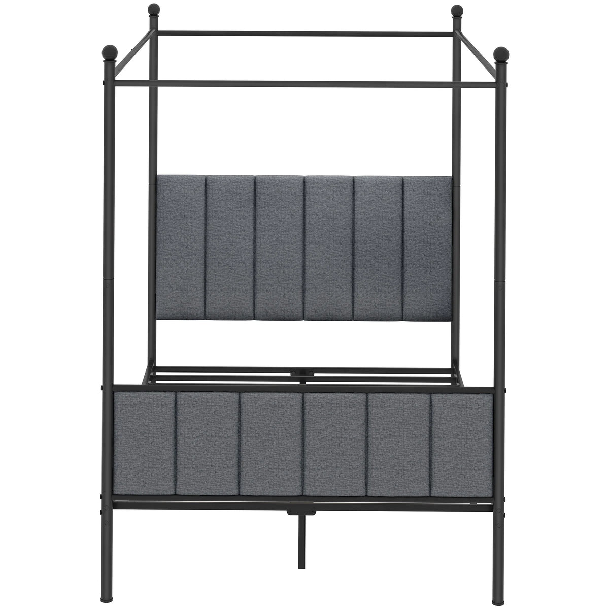Queen Size Gray Metal Canopy Bed Frame with Headboard Z842685