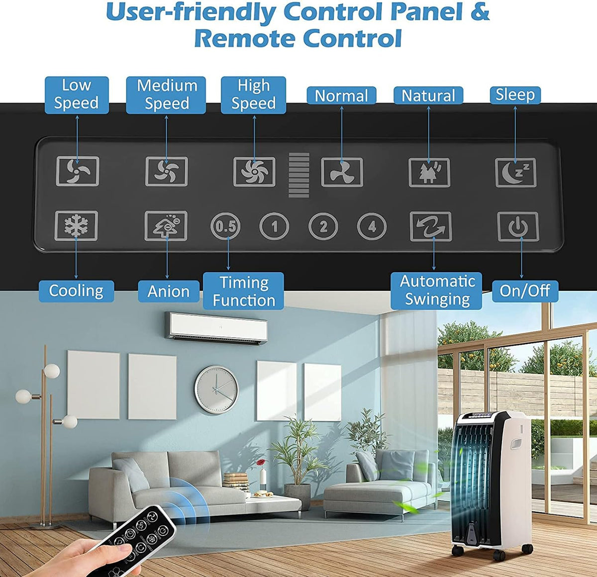 Portable 4-in-1 Evaporative Air Cooler with Humidifier V3928