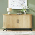 Walnut Fluted Tambour Sideboard Buffet Cabinet with Adjustable Shelves M4405