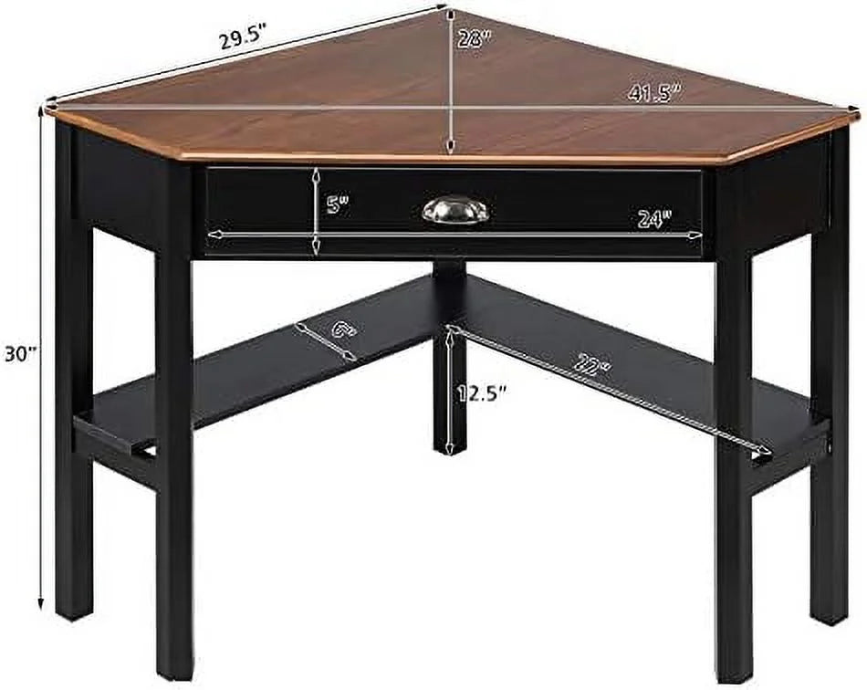 White Corner Desk with Drawer and Shelves Q48461