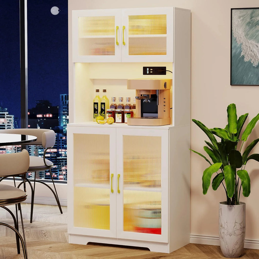 67" White LED Storage Cabinet with Charging Station G689596