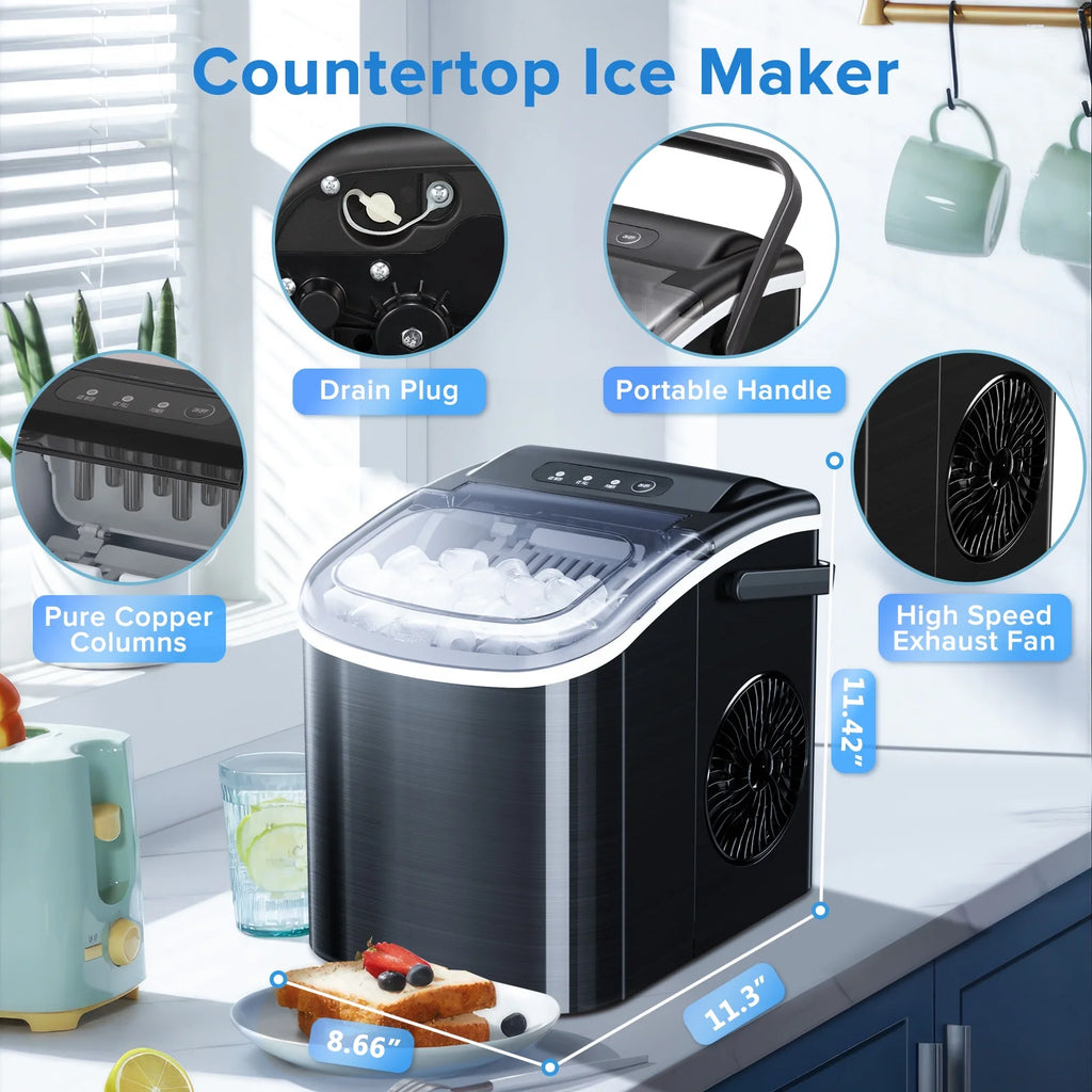 Portable Countertop Ice Maker 26lbs/24H Stainless Steel Black K682448