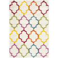Ivory Multi Geometric Shag Area Rug E29367