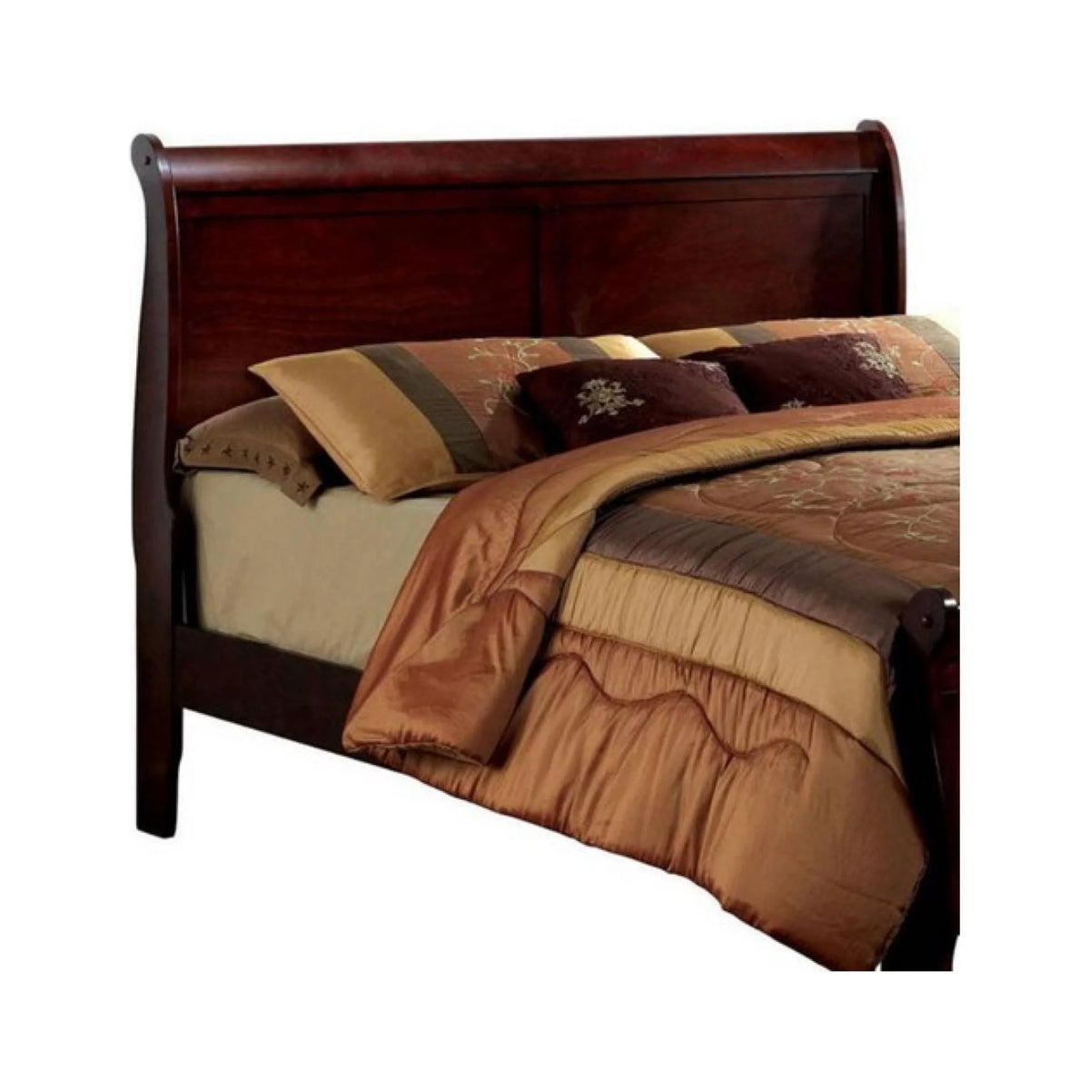 Cherry Sleigh Bed Queen Size Solid Wood Q379