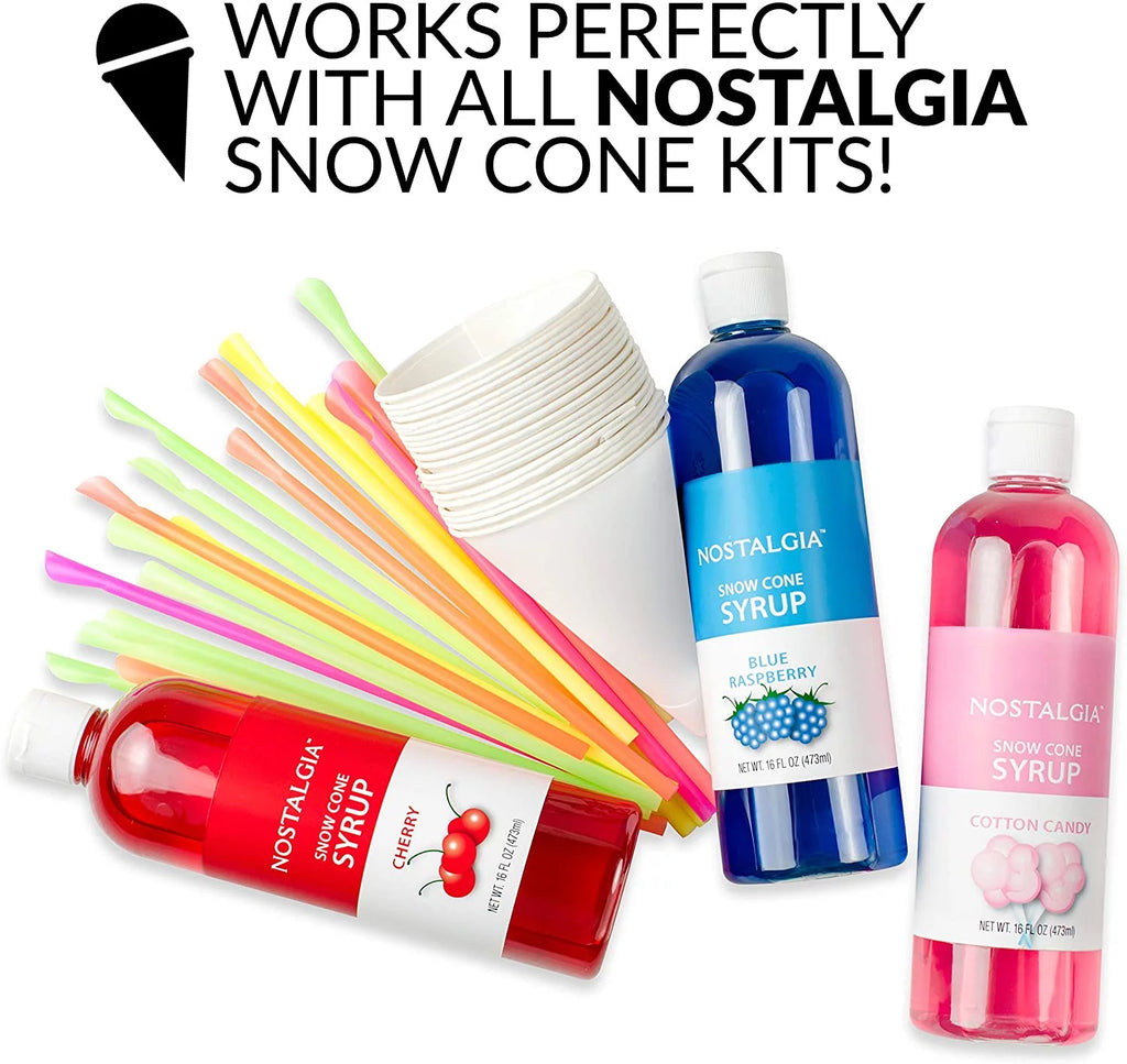 Retro Red Countertop Snow Cone Maker with 2 Reusable Plastic Cups & Ice Scoop U151639