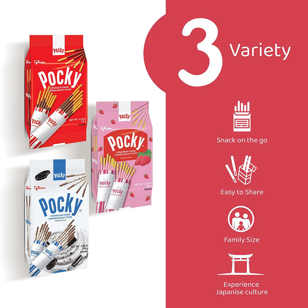 Pocky Sticks Japanese Snacks Variety Pack of 3 E658021
