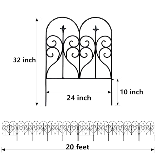 Decorative Garden Fence 32 in x 10 ft Rustproof Metal N300615