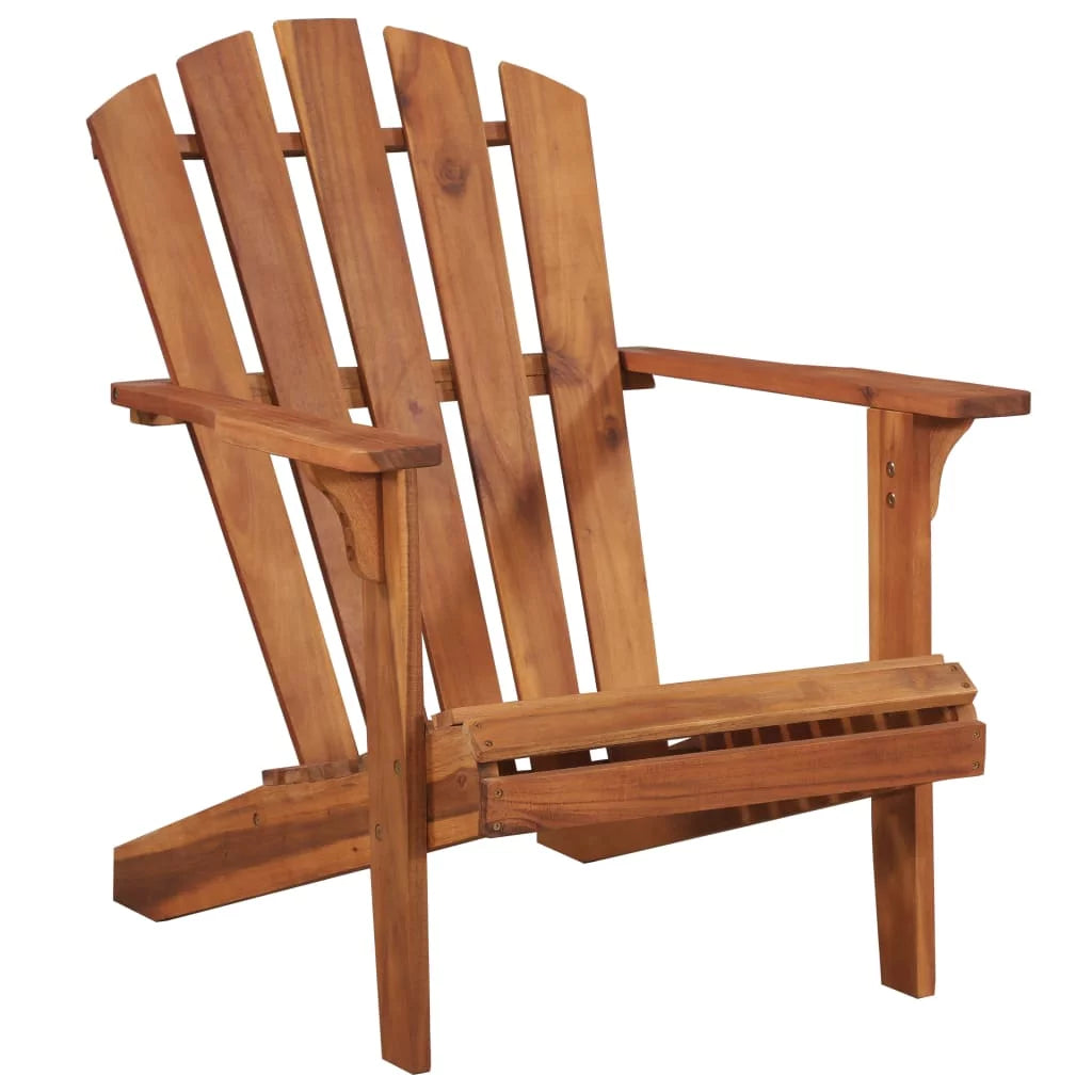 Brown Acacia Wood Adirondack Chair with Footrest J17376