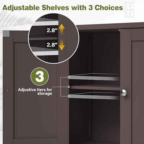 Brown Freestanding Storage Cabinet with 4 Doors A430