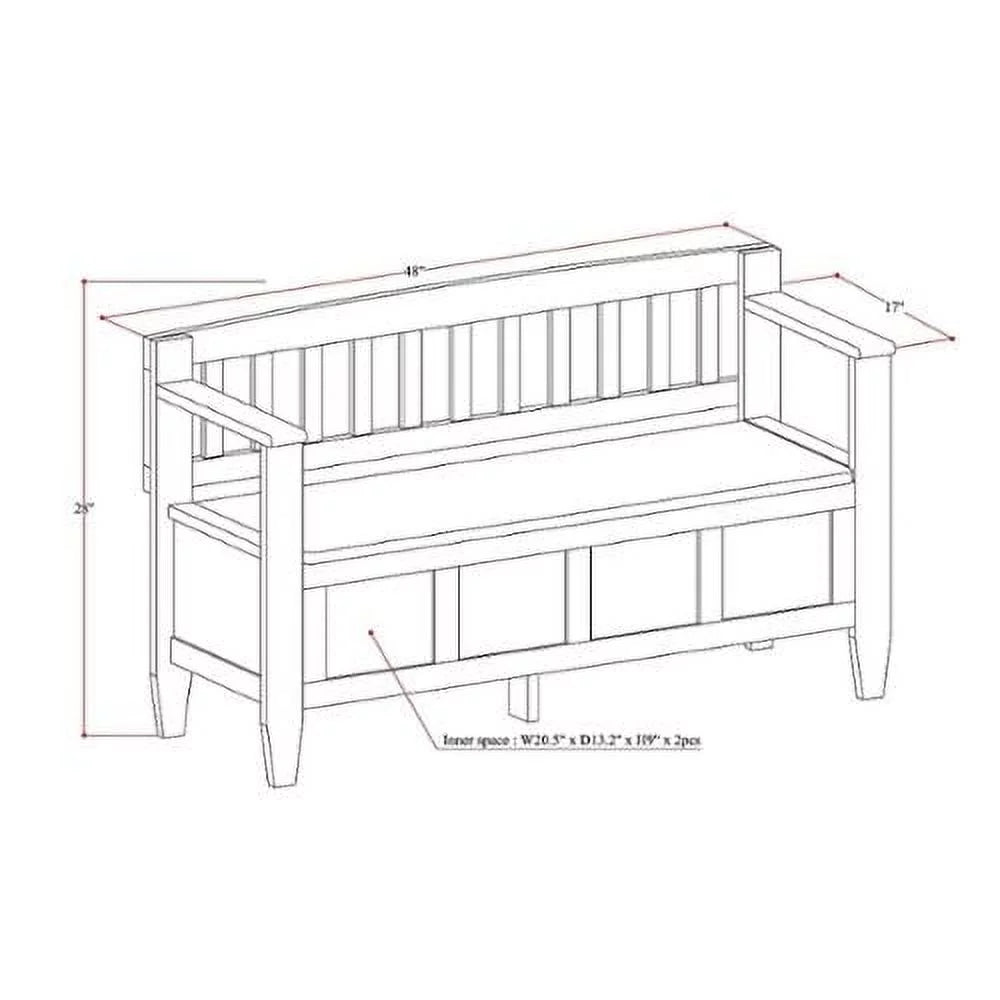 Solid Wood 48 inch Wide Storage Bench N81136