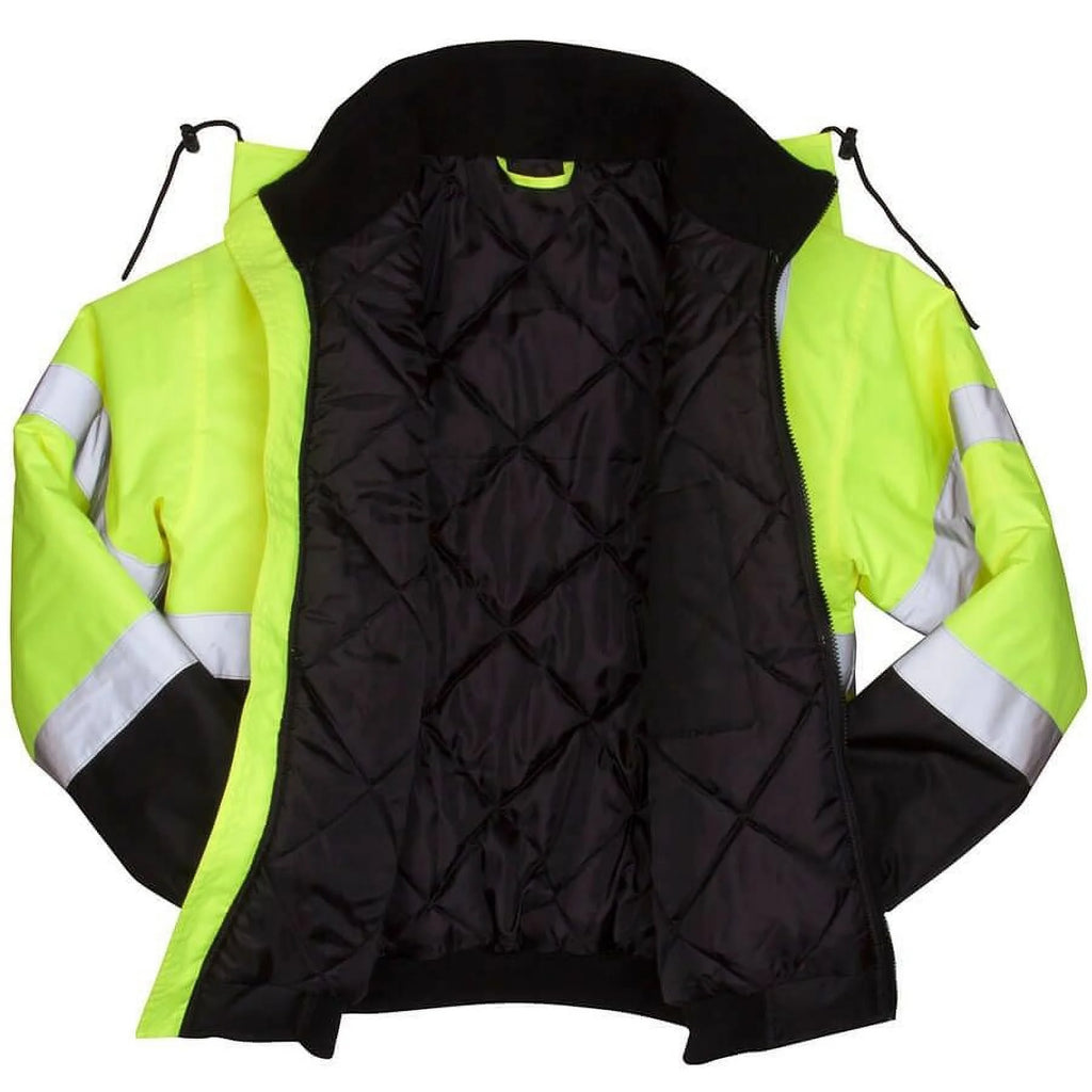 Hi-Vis Lime Bomber Jacket with Quilted Lining Size 4X Large S12618
