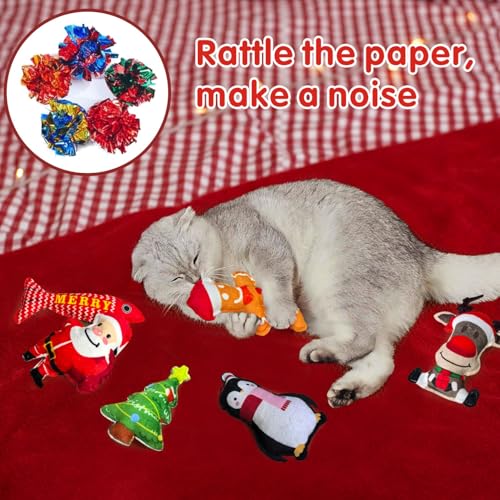 6 Pcs Christmas Catnip Plush Cat Toys P504091