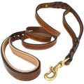 6 Foot Braided Leather Dog Leash with Traffic Handle P598