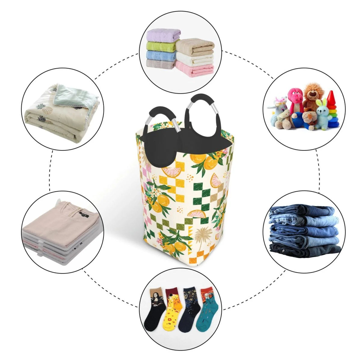 Large Canvas Fabric Laundry Hamper R1825