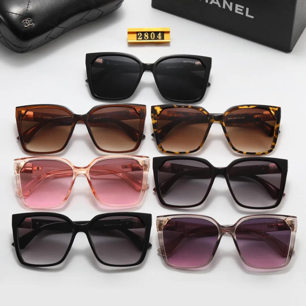 Square Double C Corrugated Temple Polarized Sunglasses E766
