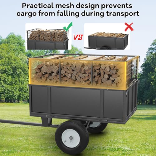 Heavy Duty 750lb ATV Dump Trailer, 17 Cu.Ft Yard Cart with Removable Sides X1547