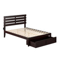 Espresso Wood Full Bed with Foot Drawer O762