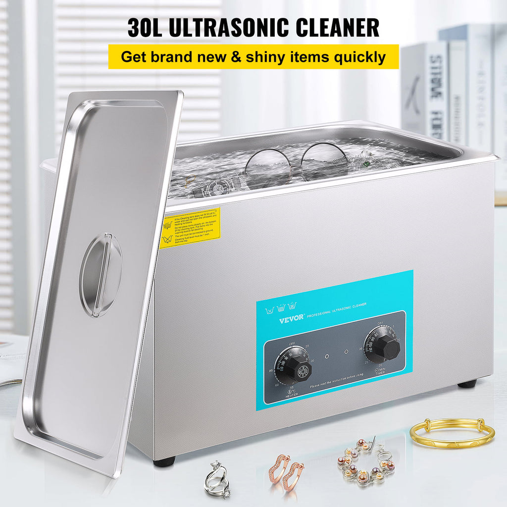 30L Ultrasonic Cleaner 304 Stainless Steel with Heater Timer D9095