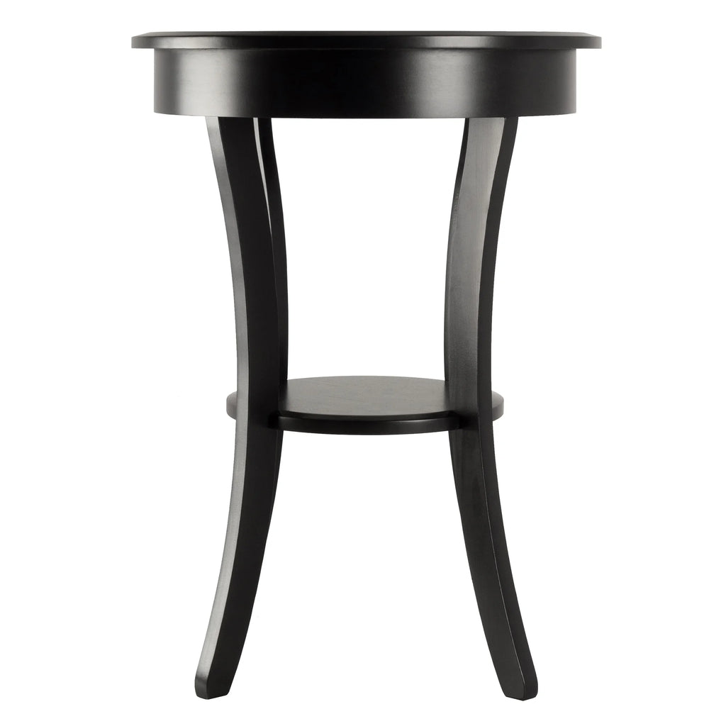 Black Round Wooden Accent Table with Drawer U445628