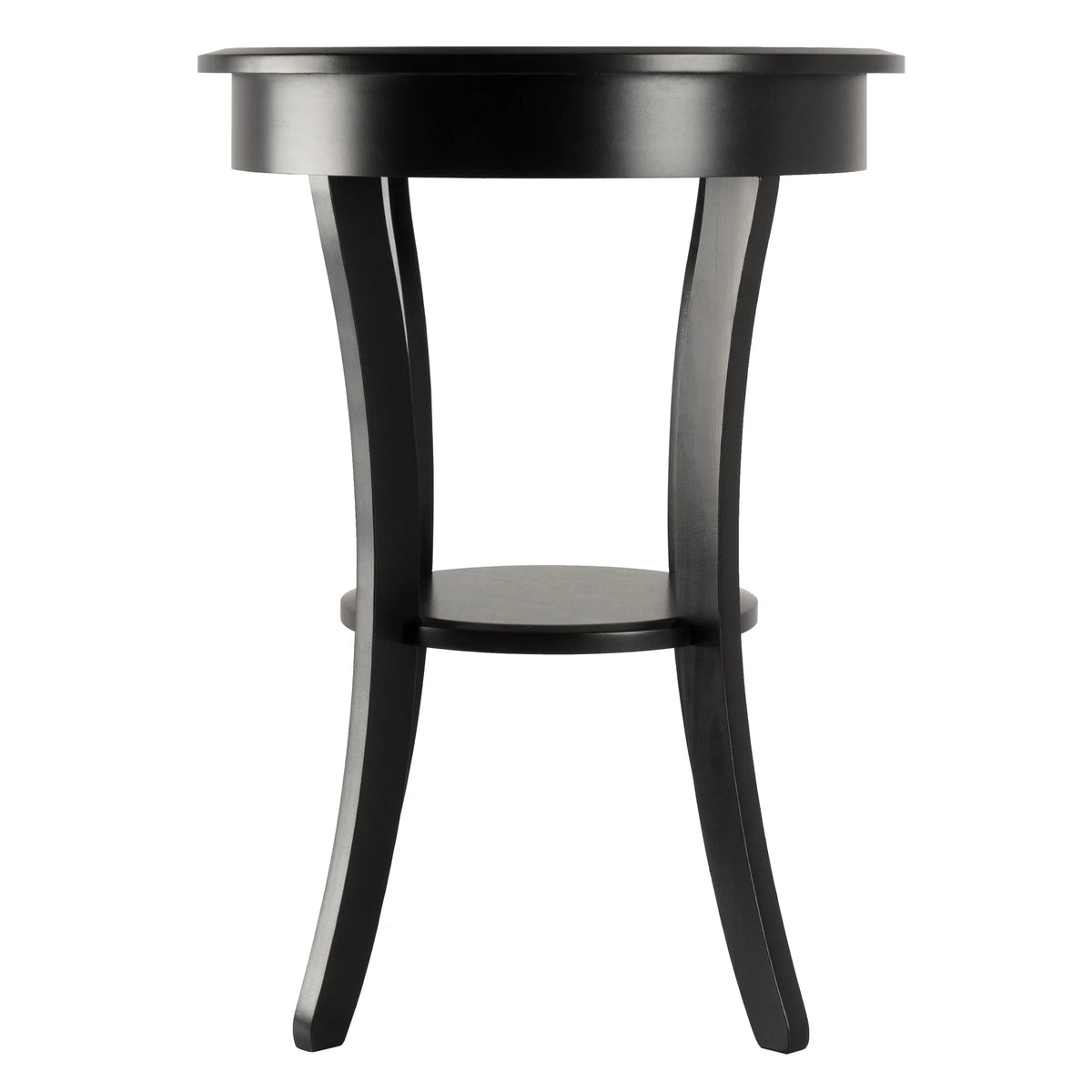 Black Round Wooden Accent Table with Drawer U445628