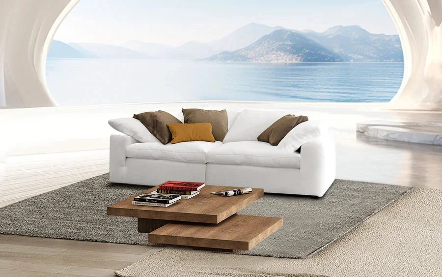White Fabric 2 Pc Sectional Sofa R727345