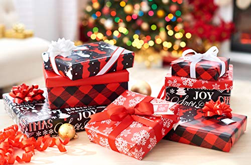 Red and Black Christmas Wrapping Paper Set with Cut Lines M25915
