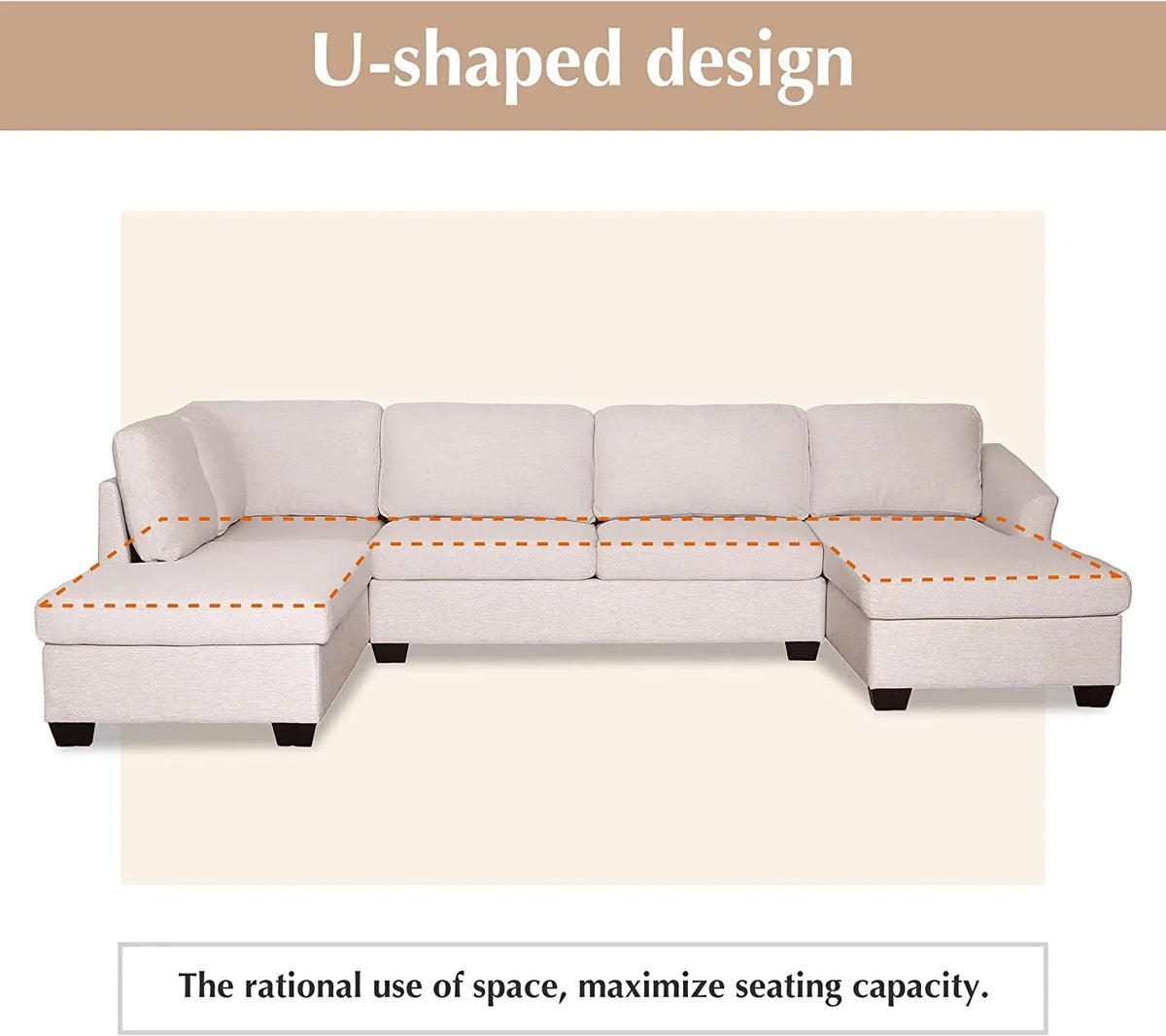 U Shaped Sectional Sofa C595