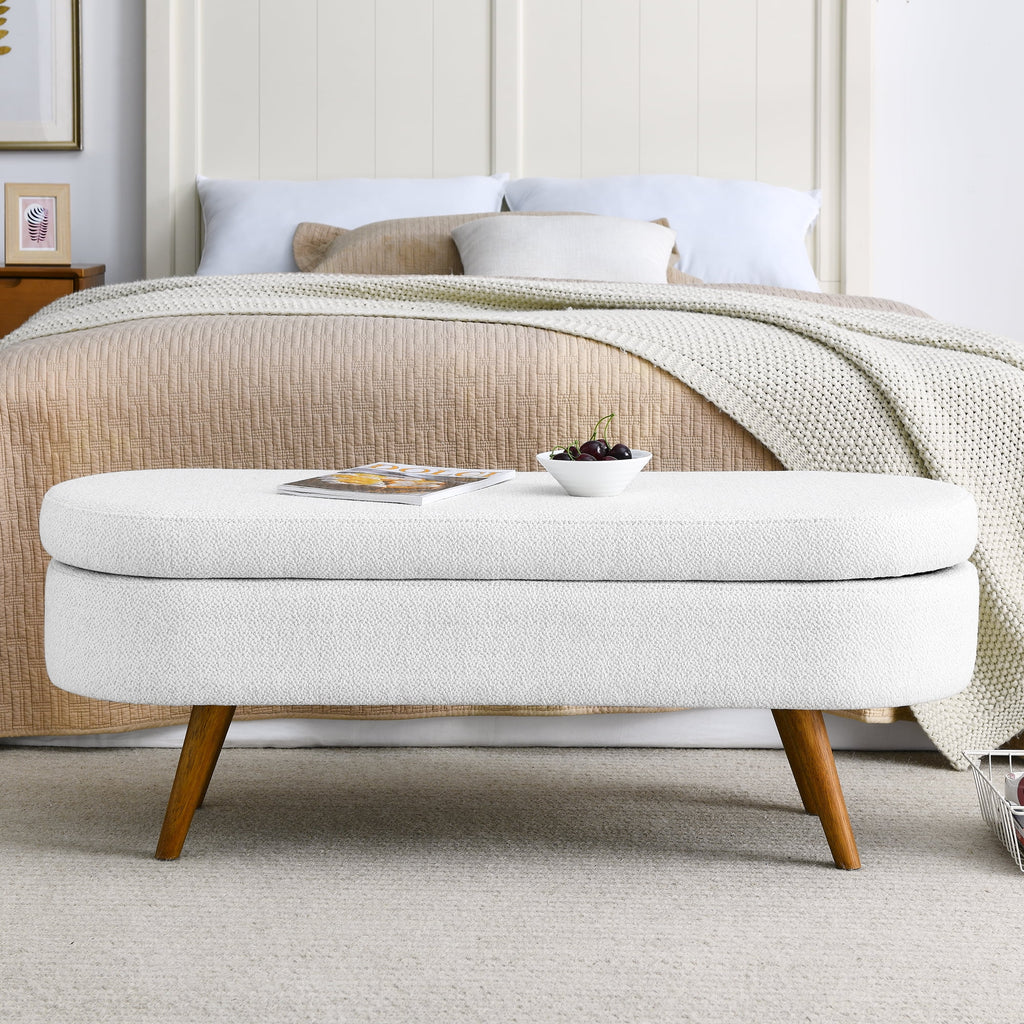 Oval Storage Bench with Rubber Wood Legs K555