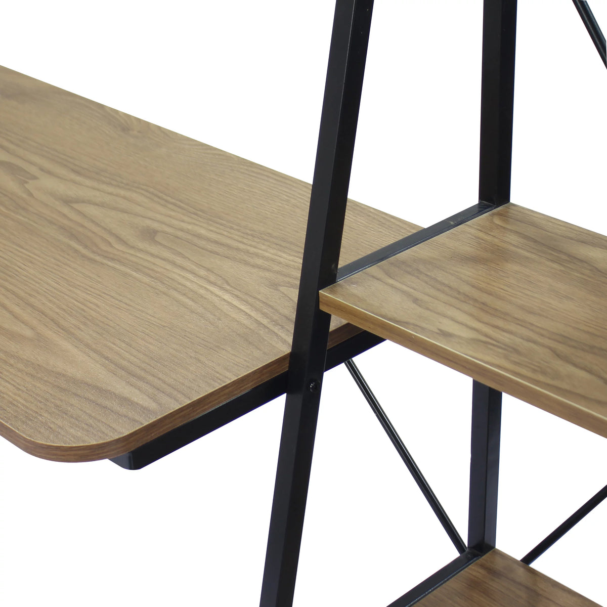 Walnut Writing Desk with 2 Desktop and 3 Bookshelves W297236