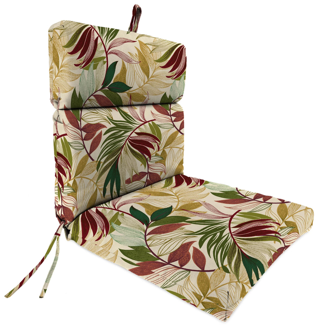Beige Leaves Rectangular Outdoor Chair Cushion with Ties D1416