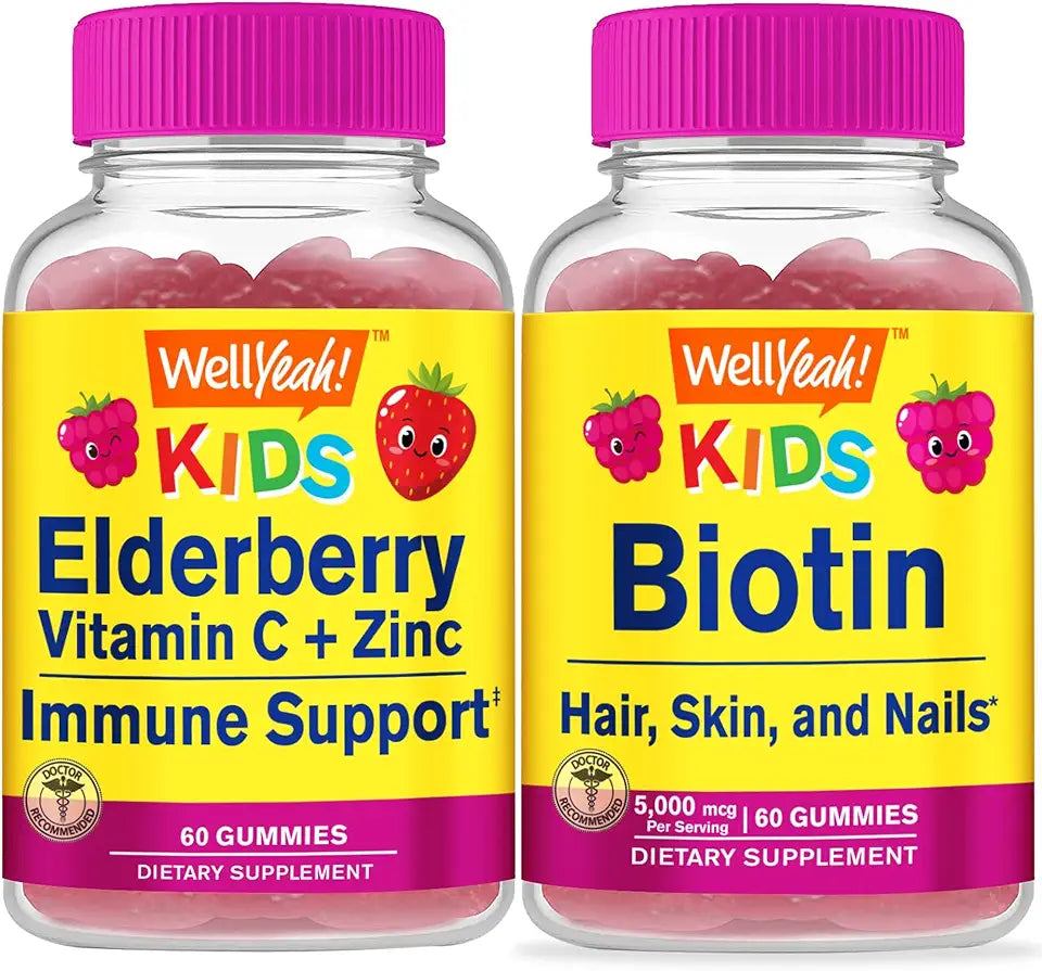 Elderberry Vitamin C Zinc Biotin Kids Gummies Bundle Gluten Free Chewable R30929