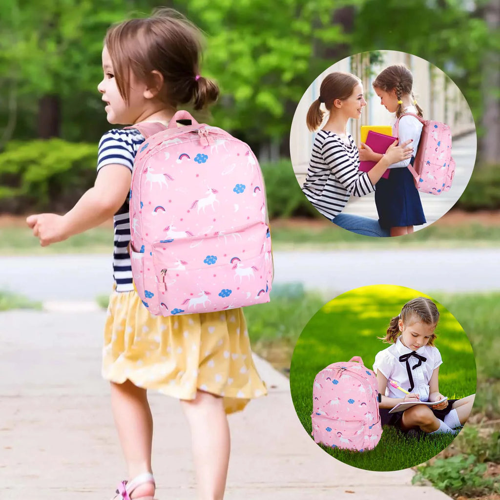 Pink Canvas School Backpack with USB Charging Port K687