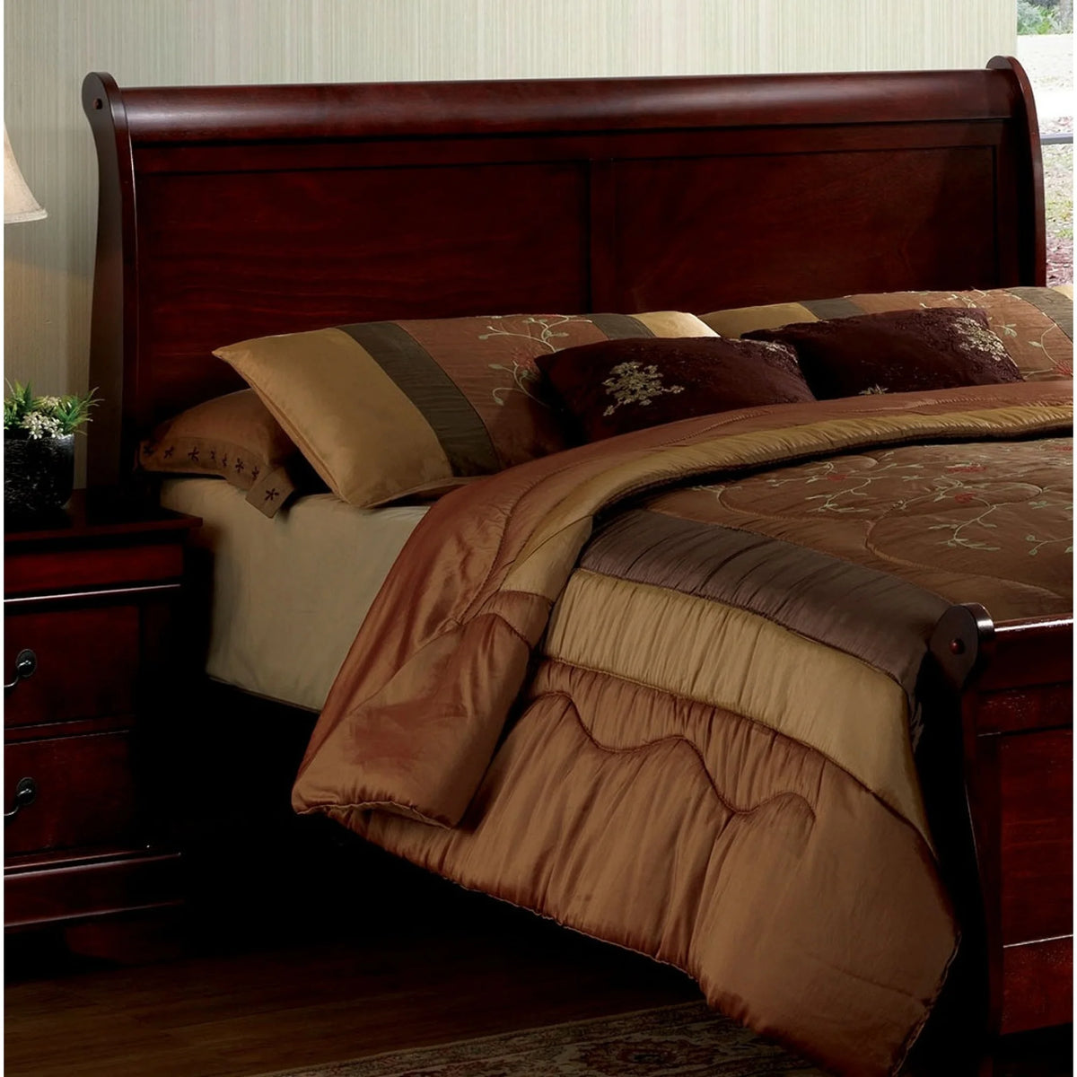Cherry Sleigh Bed Queen Size Solid Wood Q379