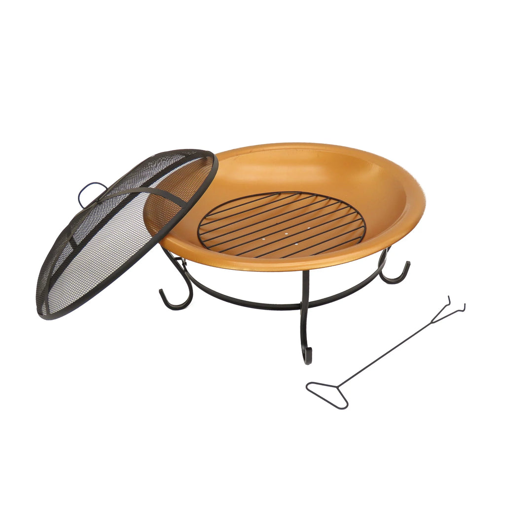 29" Copper Fire Pit with Stand and Screen K5429