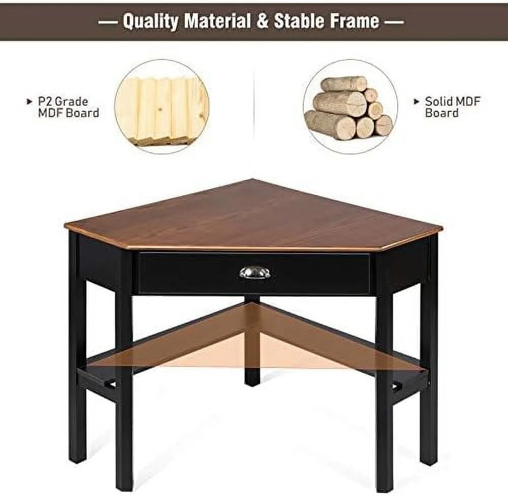 White Corner Desk with Drawer and Shelves Q48461