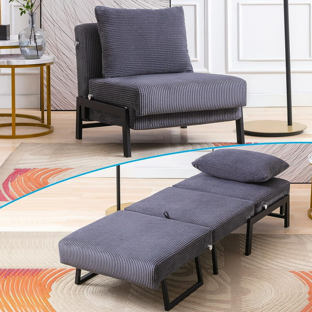 Foldable Sleeper Sofa Bed Dark Grey K59272