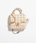 Orange & Ecru Mini Flap Bag with Top Handle Y721234
