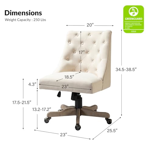 Beige Tufted Upholstered Home Office Chair S339588