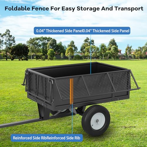 Heavy Duty 750lb ATV Dump Trailer, 17 Cu.Ft Yard Cart with Removable Sides X1547