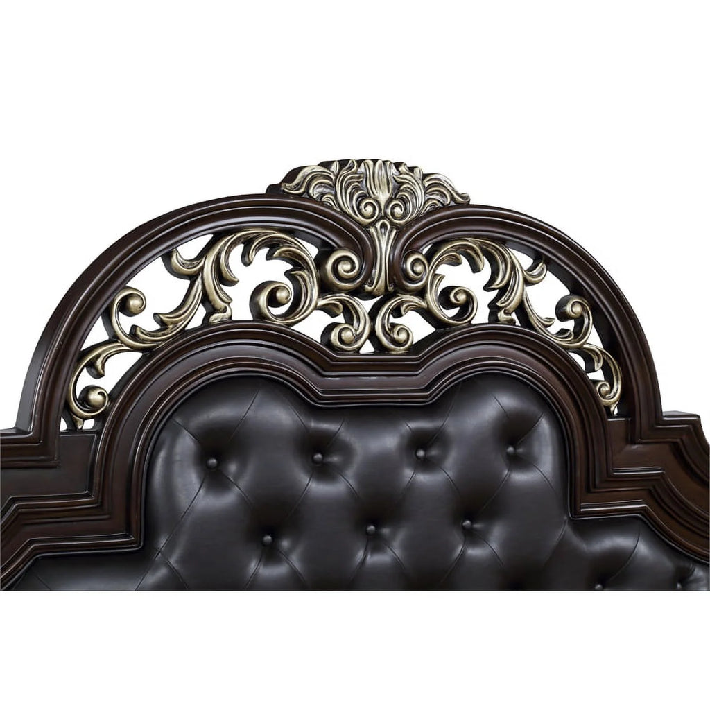 Brown Solid Wood Queen Bed J146064