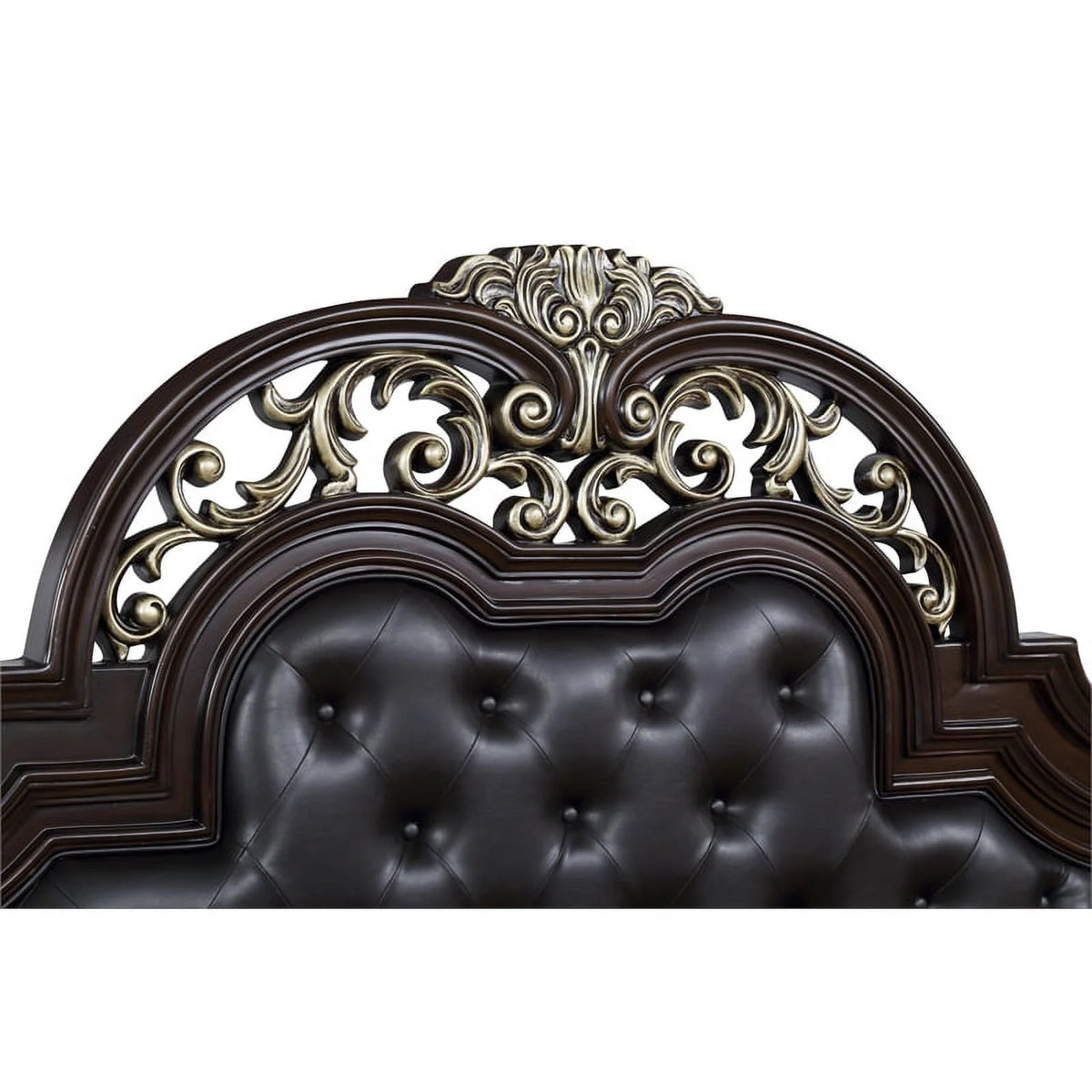 Brown Solid Wood Queen Bed J146064