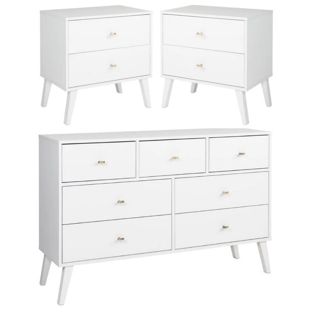 White 2 Nightstands and 7-Drawer Dresser 3-Piece Set H74935