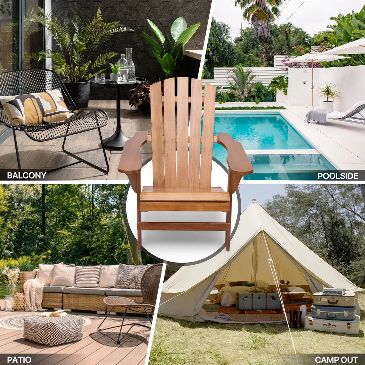 Set of 3 Adirondack Chairs with Side Table O1708