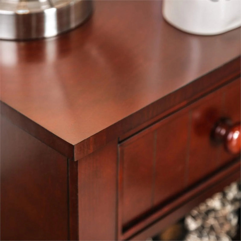 Solid Wood 1-Drawer Nightstand in Cherry I8623