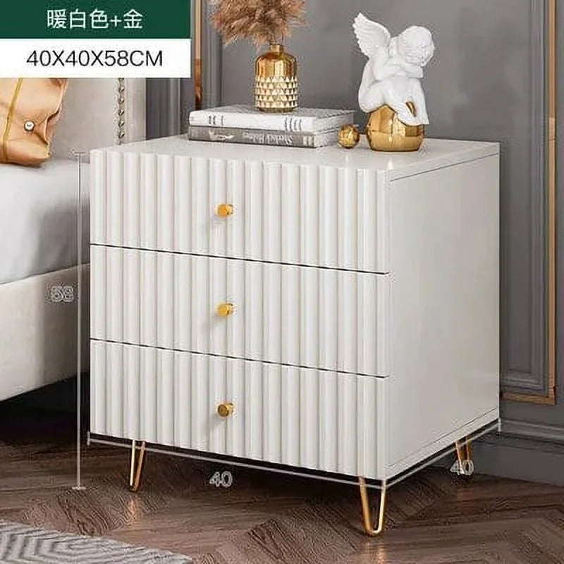 White Modern Nightstand with Drawers X880