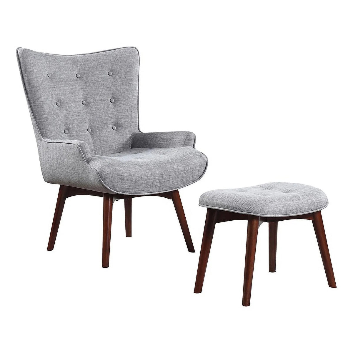 Grey and Brown Upholstered Accent Chair with Ottoman G574924